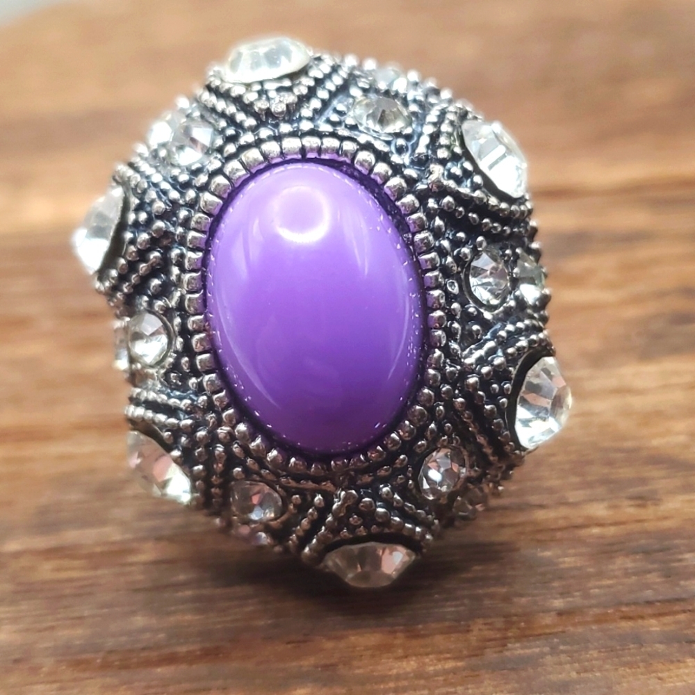 Purple Queen Cluster Statement Ring Adjustable R3… - image 1